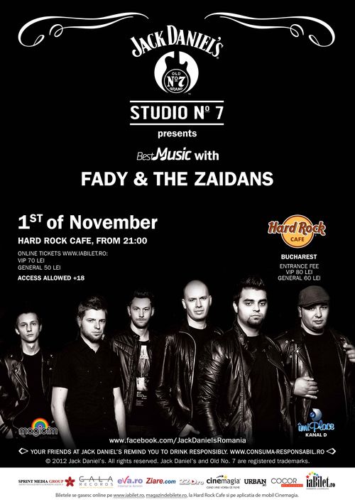 Jack Daniel`s Studio No. 7 prezinta concertul Fady & The Zaidans  la Hard Rock Cafe